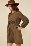 Quilted Long Sleeve A Line Dress