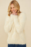 HY8375 Ivory Womens Faux Fur Pullover Sweater Front