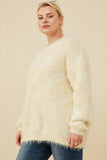 HY8375 Ivory Womens Faux Fur Pullover Sweater Back