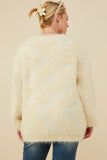 HY8375W Ivory Plus Faux Fur Pullover Sweater Gif