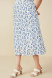 HY8396W Blue Plus Ditsy Floral Pleated Skirt Dress Gif