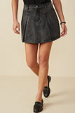 HY8451 Denim Womens Box Pleated Washed Denim Skirt Front