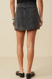 HY8451 Denim Womens Box Pleated Washed Denim Skirt Side