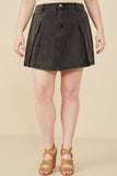 HY8451W Denim Plus Box Pleated Washed Denim Skirt Front