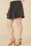 HY8451W Denim Plus Box Pleated Washed Denim Skirt Gif