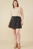 HY8451W Denim Plus Box Pleated Washed Denim Skirt Back