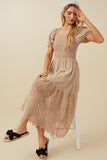 Crochet Eyelet Hemmed Smocked Dress