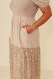 HY8475W Stone Plus Crochet Eyelet Hemmed Smocked Dress Gif