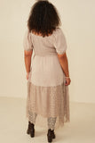 HY8475W Stone Plus Crochet Eyelet Hemmed Smocked Dress Front