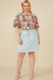 HY8478W Light Denim Plus Frayed Seam Detailed Denim Skirt Side