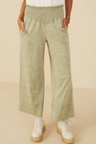 HY8520W Sage Plus Smocked Waist Washed Knit Wide Leg Pants Front