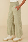 HY8520 Sage Womens Smocked Waist Washed Knit Wide Leg Pants Gif