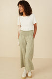 HY8520 Sage Womens Smocked Waist Washed Knit Wide Leg Pants Back