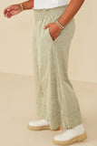 HY8520W Sage Plus Smocked Waist Washed Knit Wide Leg Pants Gif