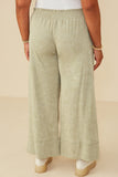 HY8520W Sage Plus Smocked Waist Washed Knit Wide Leg Pants Side