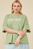 Lover Verbiage Patch Raw Edge Detail T Shirt