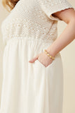 HY8553W Oatmeal Plus Crochet Mix Media Midi Dress Gif