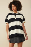 Engineered Block Striped Hooded Knit Tunic