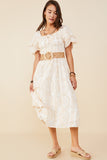 Eyelet Lace Square Neck Smocked Dress