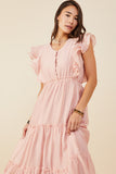 HY8585 Blush Womens Exaggerated Ruffle Detailed Tiered Dress Gif