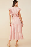 HY8585 Blush Womens Exaggerated Ruffle Detailed Tiered Dress Side