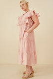 HY8585W Blush Womens Exaggerated Ruffle Detailed Tiered Dress Detail