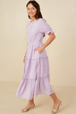 HY8609 Lavender Womens Ditsy Floral Embroidered Tiered Dress Gif