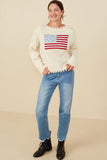 HY8614 Navy Womens Distressed Old Glory Graphic Sweater Gif