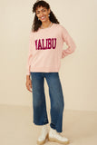 HY8648 Pink Womens Malibu Applique Pullover Sweater Gif