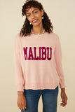 HY8648 Pink Womens Malibu Applique Pullover Sweater Side