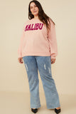 HY8648 Pink Womens Malibu Applique Pullover Sweater Back