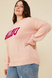 HY8648W Pink Plus Malibu Applique Pullover Sweater Gif