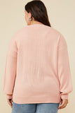 HY8648W Pink Plus Malibu Applique Pullover Sweater Full Body