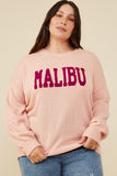 HY8648W Pink Plus Malibu Applique Pullover Sweater Side