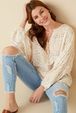 Eyelet Embroidered Tasseled Dolman Top