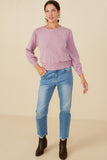 HY8653 Lavender Womens Pearl Hearts Detail Pullover Sweater Gif