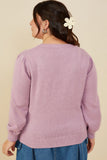 HY8653W Lavender Plus Pearl Hearts Detail Pullover Sweater Full Body