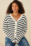 Striped Buttoned Sweater Cardigan