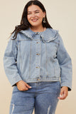 Exaggerated Ruffle Collar Denim Jacket