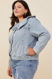 HY8759W Light Denim Plus Exaggerated Ruffle Collar Denim Jacket Gif