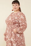 HY8874W Brick Plus Floral Burnout Textured Long Sleeve Maxi Dress Gif