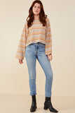 HY8961 Taupe Mix Womens Multicolor Loose Knit Relaxed Top Gif