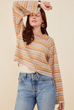 HY8961 Taupe Mix Womens Multicolor Loose Knit Relaxed Top Back