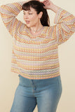 HY8961W Taupe Mix Plus Multicolor Loose Knit Relaxed Top Front