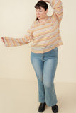 HY8961 Taupe Mix Womens Multicolor Loose Knit Relaxed Top Pose