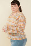 HY8961W Taupe Mix Plus Multicolor Loose Knit Relaxed Top Gif