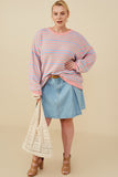 HY8993 Pink Mix Womens Ultra Soft Multicolor Stripe Pullover Sweater Back