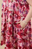 HY9082W Pink Plus Satin Floral Tiered Tank Dress Gif