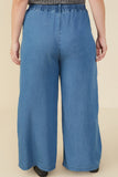 HY9146W Mid Denim Plus Pleated Detail Wide Leg Tencel Pants Gif