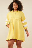 Colorblock Sleeve Collared French Terry Dress